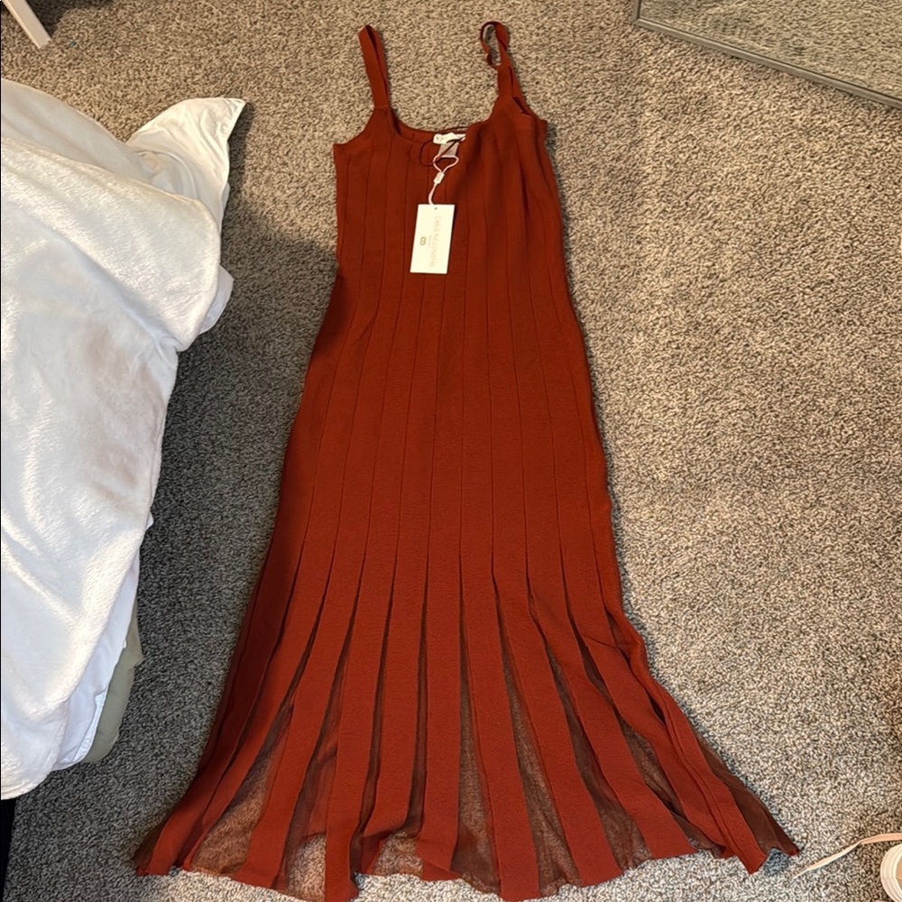 Women’s Ribbed Knit Slip Dress in Rust